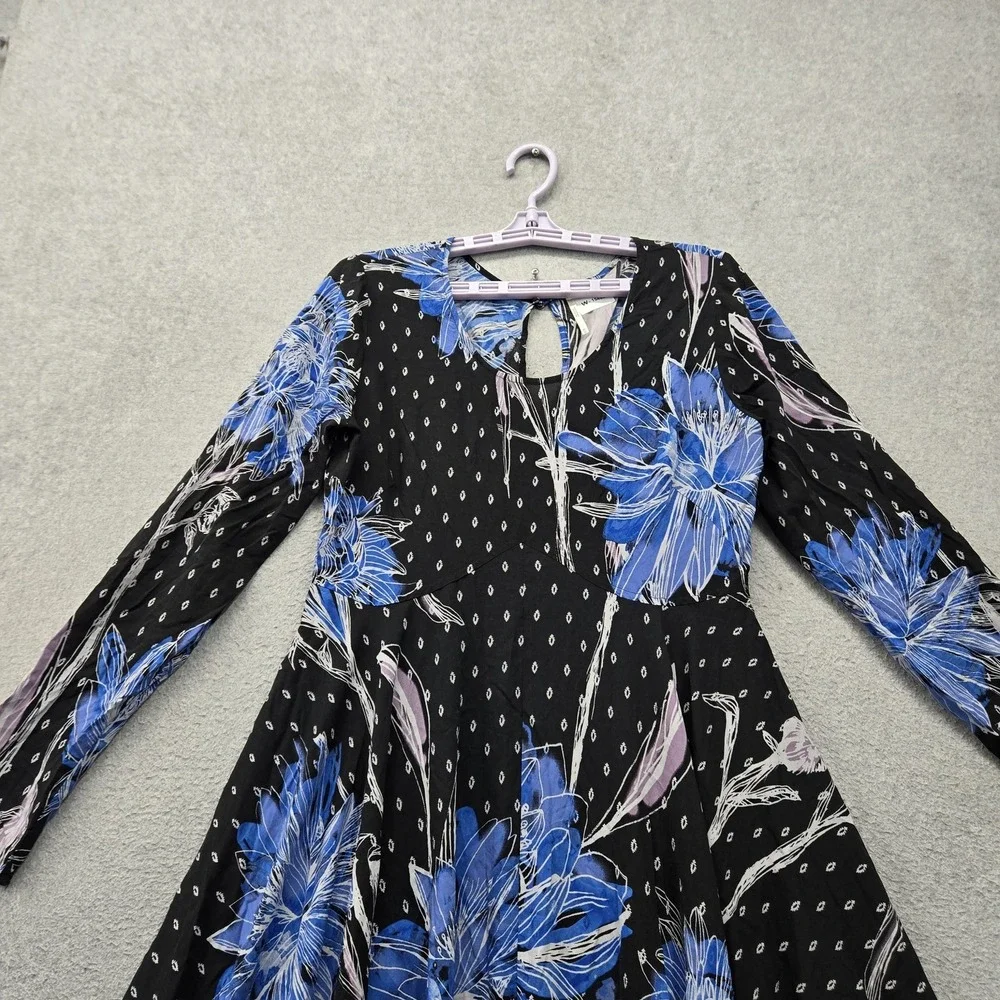 Free People Women Dress M Black Floral Boohoo Flowy Maxi Fairy Grunge